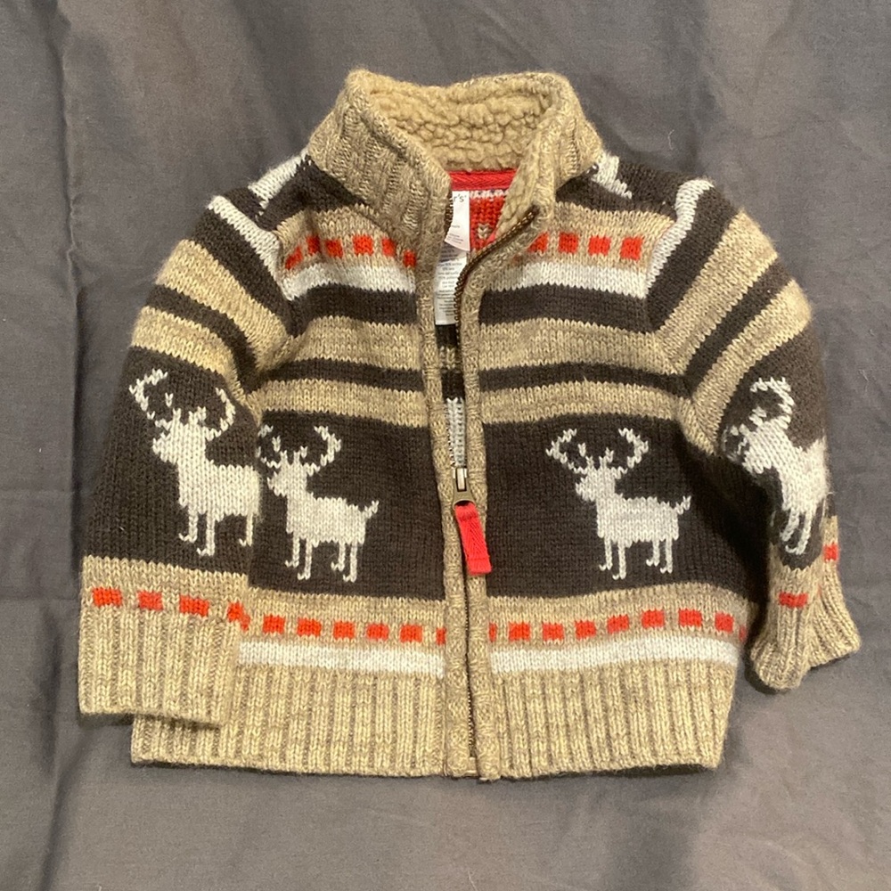EUC Carters Christmas zipper sweater 9mo